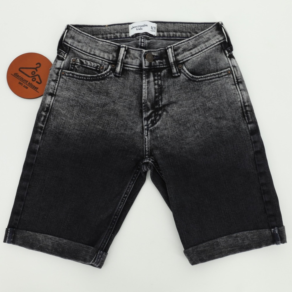 Abercrombie Kids Boys Washed Black Acid Wash Denim Shorts Cuffed Size 9/10